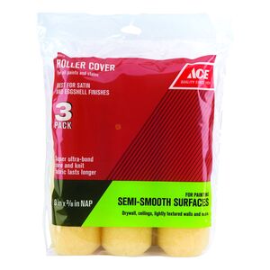 Ace 3-Piece Paint Roller Cover for Semi-Smooth Surfaces Beige 3/8 x 9inch Ace 3-Piece Paint Roller Cover for Semi-Smooth Surfaces Beige 3/8 x 9inch